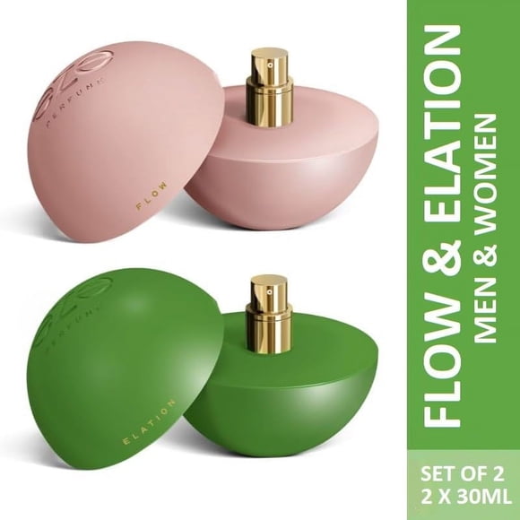Eze Flow + Elation Eau de Parfum Coffret Cadeau pour Hommes & Femmes Lot de 2 X 30ml - 1.01 Fl.oz. Chacun / Longue Durée & Odeur Rafraîchissante - avec Notes d'Armoise, Mandarine, Bouleau & Bourbon / Parfums Unisexes