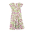 thumbnail image 4 of Zpanxa Robes d'Été pour Filles Manches Courtes Volantées Col Rond Imprimé Floral Taille Poche Robe Superposée Polyester Spandex Multicolore 4-5 Ans, 4 of 6