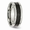 thumbnail image 4 of Solid Stainless Steel Black Carbon Fiber-Inlay 8mm Men's Wedding Band Ring Size 13, 4 of 7