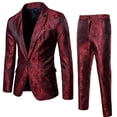 thumbnail image 3 of Traje de hombre con solapa de un botón y cara brillante con estampado oscuro para discoteca de otoño, 3 of 6