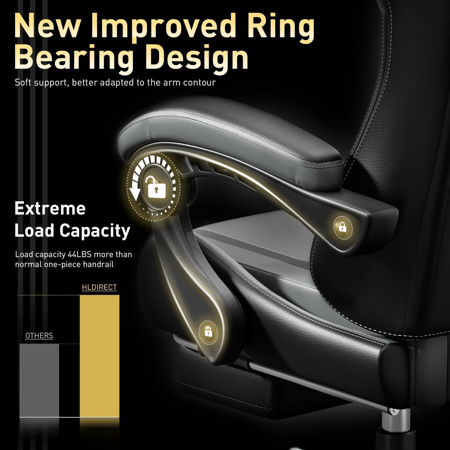 HLDIRECT Ergonomic High Back Gaming Chair with Pocket Spring Cushion, Game Chair with Footrest & Lumbar Massage, Gamer Chair, Computer Chair for Adults, Black & Gray