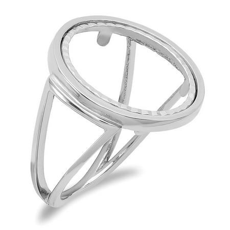 Eagle Coin Ring Roy Rose Jewelry 14K White Gold 1/10 American Eagle Diamond-cut Coin Ring ~ Size: 7 ()