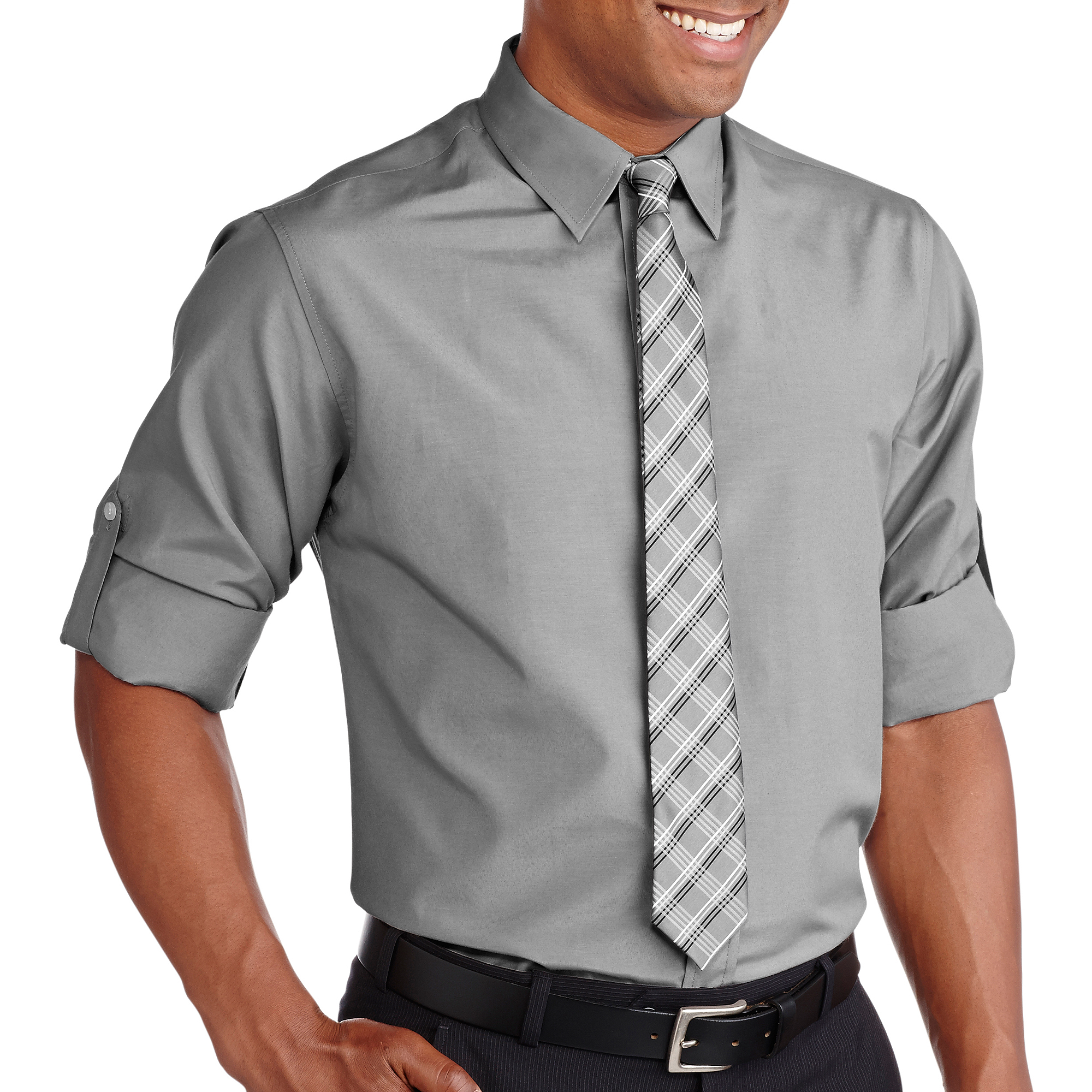 ^^men's Roll Up Sleeve With Matching Tie