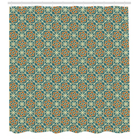 Arabic Shower Curtain Arabesque Style Flower Arrangement