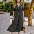 thumbnail image 1 of Fshaion Robe d'Été pour Femmes 2024 Grande Taille Manches Courtes Col en V Ample Longue Robe Liquidation à Moins de 10!, 1 of 4