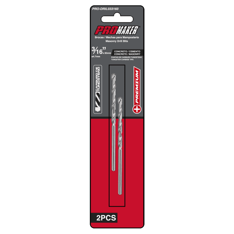 Tungsten Carbide Tip Masonry Drill Bit Set 3/16