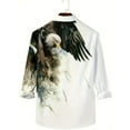 thumbnail image 2 of Men's Animal Printed 1/4 Zip Polo Shirts Long Sleeve Raglan T-Shirt Casual Tops Golf Shirt Regular Fit White eagle XXL, 2 of 6