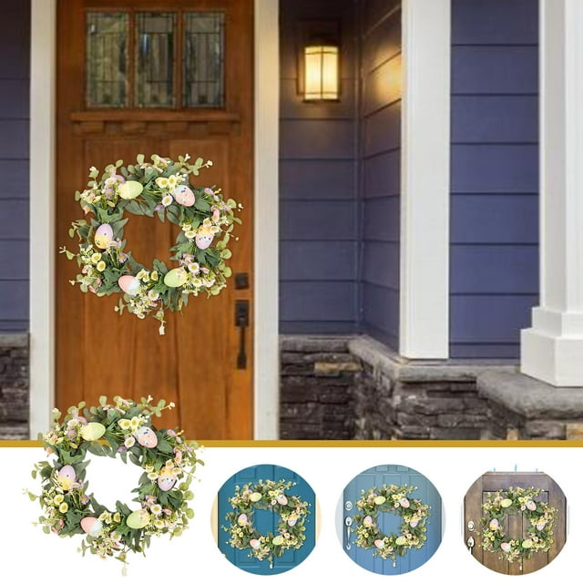 Xihbxyly Corona de Eucalipto y Ginkgo, Flores de Poliéster Hechas a Mano, Decoración Vibrante para Primavera y Verano, Duradera para Uso En Interiores y Exteriores, Ideal para San Valentín y El Día d