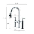 thumbnail image 2 of Izzovium Bridge Kitchen Faucet with Pull-Down Sprayhead in Chrome, Dual Handle Switch, 360-Degree Rotating High-Arc Nozzle, 16.73x24.4x2.75in, Brass Construction, 2 of 11