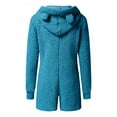 thumbnail image 3 of Wirziis Pajamas for Women Plush Hooded Jumpsuit Casual Winter Warm Long Sleeve Fleece Cute Bear Ear Cap Romper Sleepwear, 3 of 5