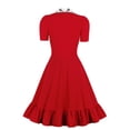 thumbnail image 2 of XFLWAM Women 1950s Retro Dress Lapel V Neck 50s 60s Vintage Dress Button Up Business Work Dress Floral Print A-line Cocktail Party Dresses Red XXL, 2 of 8