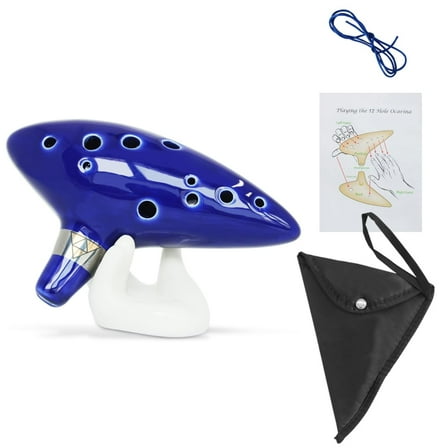SENHAI Ocarina Instrument with Neck Strap Cord and Song Book , 12 Hole Alto C Ocarinas With Gift Box, Hand-shape Display Stand and Black Protective Bag