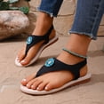 thumbnail image 3 of Xucatan Women's Rhinestone Thong Sandals, Crystal Flower Toe Post Footwear, Adjustable Slingback Flat Heels, Plus Size Casual Beach Shoes Gift, 3 of 9