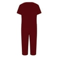 thumbnail image 5 of yievot Pajama Sets for Women Short Sleeve Shirt with Capri Pants Sets Solid Loungewear Sleepwear Pajamas Two Piece Outfits for Women, 5 of 7