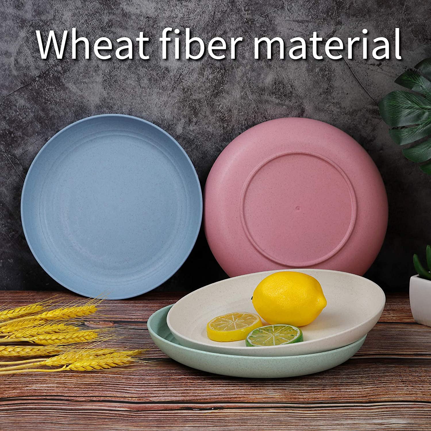 Cereal Bowls Multi Color-Unbreakable Microwave Safe-Lightweight Bowls Cups Eco Friendly,Dishwasher Safe,Wheat Straw Plates,Wheat Straw Bowls Wheat Straw Dinnerware Sets 12pcs Plates Set-Reusable 