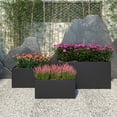 thumbnail image 5 of LeisureMod Bloom 3-Piece Fiberstone and MGO Clay Planter Set, Mid-Century Modern Rectangular Planter Pot for Indoor and Outdoor (Black), 5 of 9