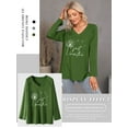 thumbnail image 4 of Xuanfei Women Dandelion Print Just Breathe Letter Print V Neck Long Sleeve T-Shirt, 4 of 6