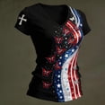 thumbnail image 2 of Bibifish Womens 4th Of July Tee Tops Crew Neck Short Sleeve Tees 1776-2026 Cross Butterfly Rose USA Flag Independence Day Tshirts, 2 of 3