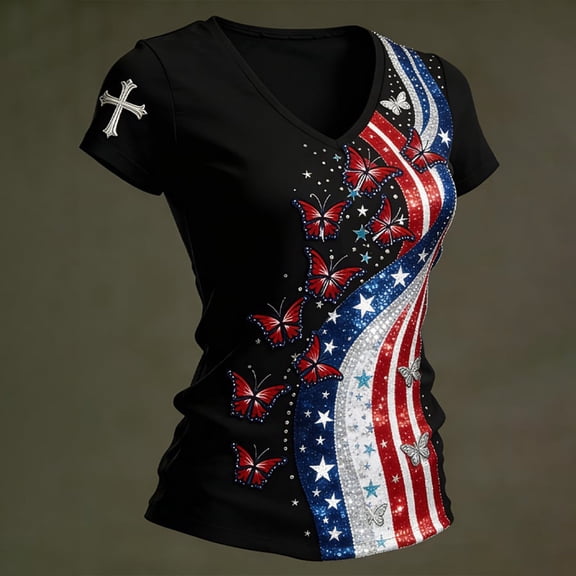 MAIHAN 250 Anniversary Usa Shirt Women Patriotic T-Shirt 4th Of July Crew Neck T-Shirts Shirt Short Sleeve Spring Summer Tops Plus Size T Shirts for Women