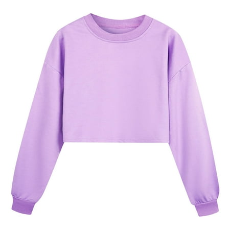 

WOYY Toddler Girls Solid Sport Sweatshirt Crewneck Pullover Top Casual Unisex Loose Sweatshirts