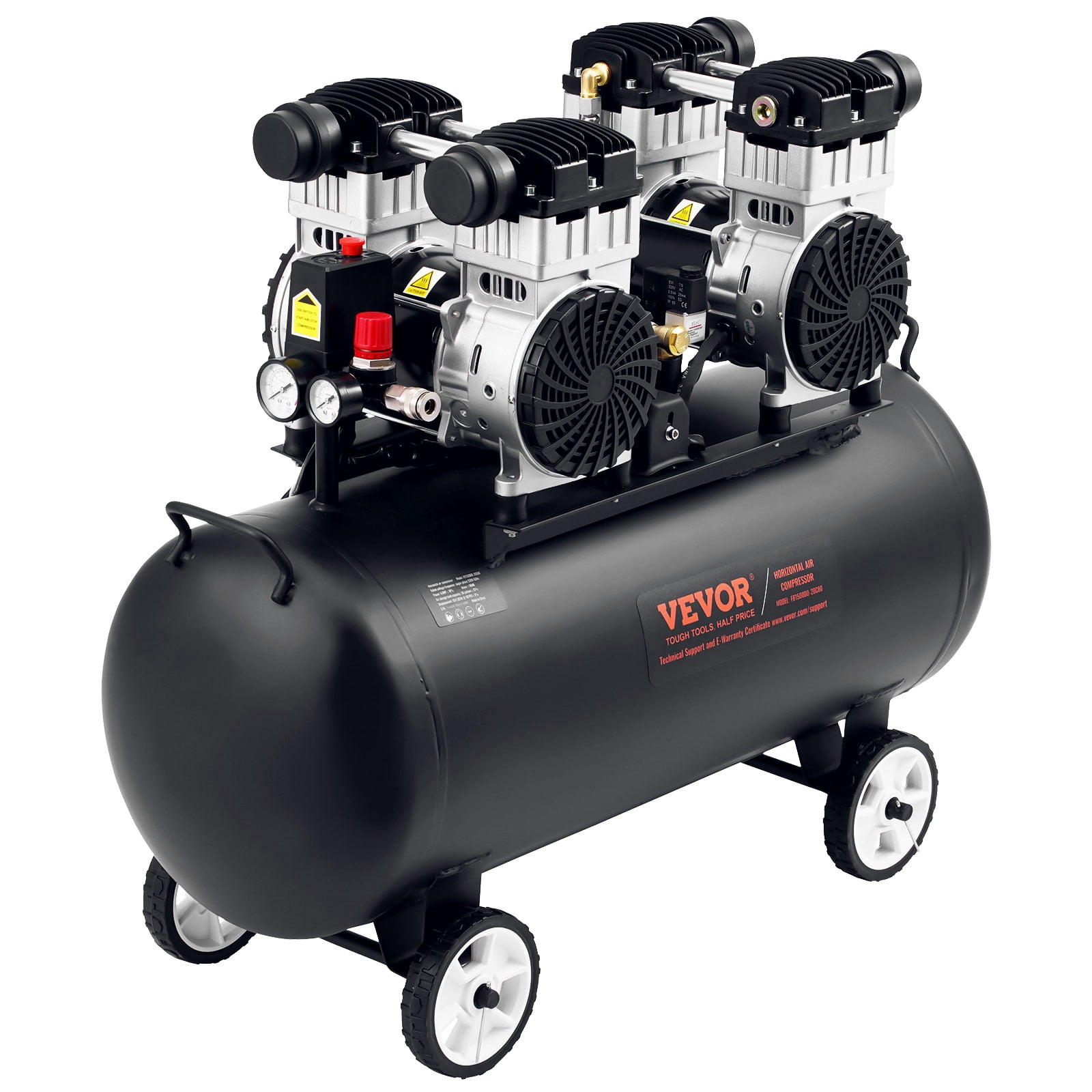 VEVOR Air Compressor, 20 Gallon Steel Tank, 4HP 10.6 CFM@90 PSI Oil Free Air Compressor & Max. 125PSI Pressure, 78dB Ultra Quiet Portable Compressor, for Auto Repair, Tire Inflation, Spray Painting