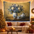 thumbnail image 3 of Blue Porcelain Vase with Roses and Teapot, Serene Vintage Style for Floral Decor Lovers, Still Life Wall Art, Housewarming Gift, Tapestry Wall Hanging for Dining Room and Kitchen, 3 of 7