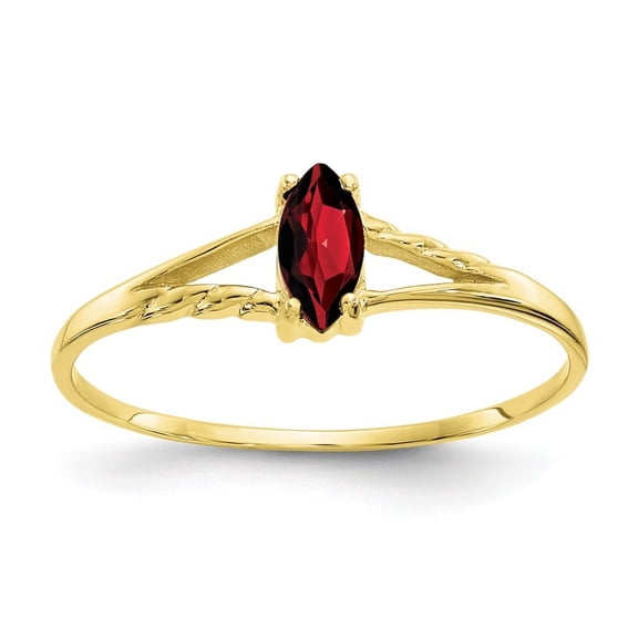 10k Yellow Gold Polished Garnet Ring - Size 6