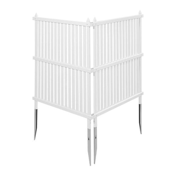 Outdoor Privacy Screen 2-Panel, 36x45in AC Fence, Vinyl Privacy Panels with Ground Stakes, Pool Equipment Enclosure, Trash Can Hide, White