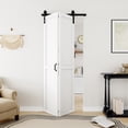 thumbnail image 2 of 25" X 84"eight White Primed Solid Core And Mid Bar Brace Bi-Fold Barn Door With Hardware Kit, 2 of 9