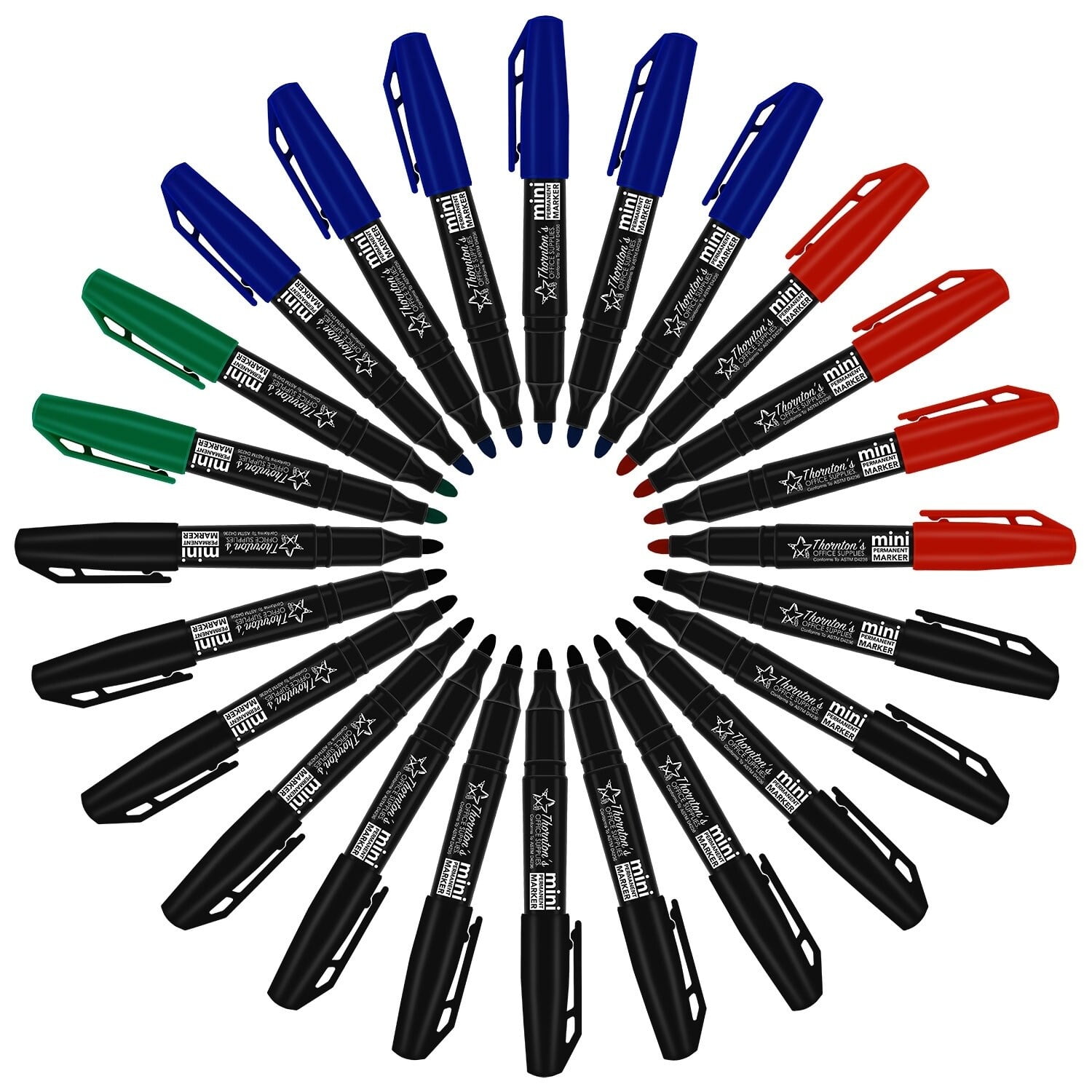 (4 pack) Thornton's Office Supplies Mini Permanent Markers, 1.0mm, 24-Count