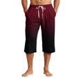 thumbnail image 3 of Migroa Mens Capri Pants Elastic Waist Drawstring Workout Gym Joggers Summer Gradient Pajama Shorts Casual Sweat Wine 3XL, 3 of 8