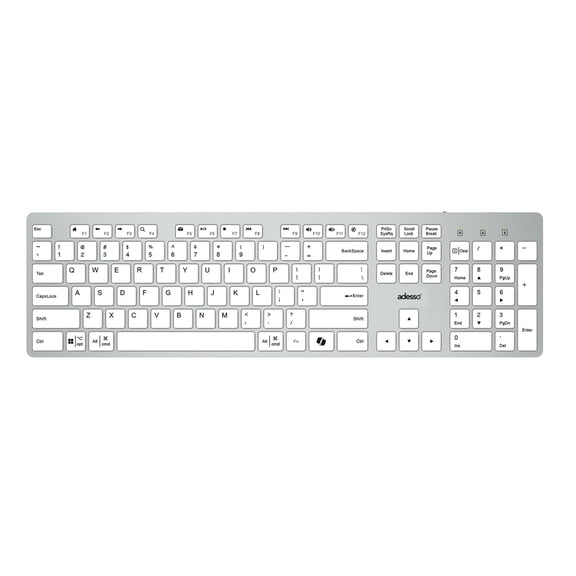 Adesso EasyTouch 730 - USB C Multi-OS Scissor Switch Keyboard with Copilot AI Hotkey, Type C Keyboard with Hub, Built-in USB-A/C Ports and 3.5mm Aux - Quiet, Slim Design AKB-730UW