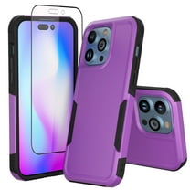 NIFFPD iPhone 14 Pro Case with Screen Protector, Shockproof Full Coverage Protective Cover Phone Case for iPhone 14 Pro 6.1" Purple