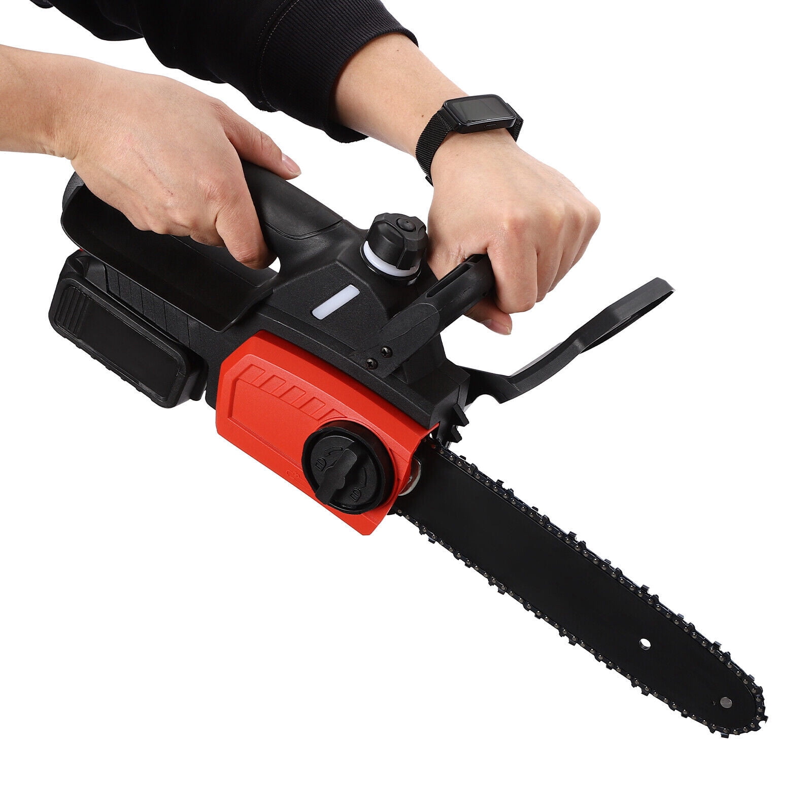 10 in Electric Mini Chainsaw Cordless Handheld Chain Saw 1 Battery Safety Lock