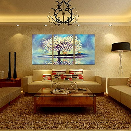Giant Wall Paintings wall26 - 2 Panel Canvas Wall Art - Oil Painting Style Artwork with Deers under Giant Colorful Tree - Giclee Print Gallery Wrap Modern Home Decor Ready to Hang - 16