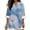 Oriental Lotus Flower Blue, variant on FKELYI Oriental Flower Purple Print Faux Linen Shirts for Women Summer Blouse V-Neck 3/4 Sleeve Casual Top Soft Loose Fit Business Casual Outfits for Ladies, L