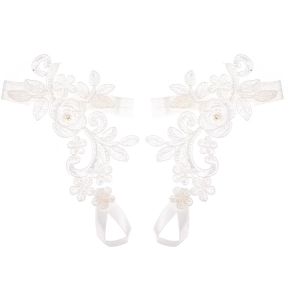 OFFIGAM 1 Pair Elegant Foot Chain Jewelry for Women 18x7cm White Fabric Wedding Accessory