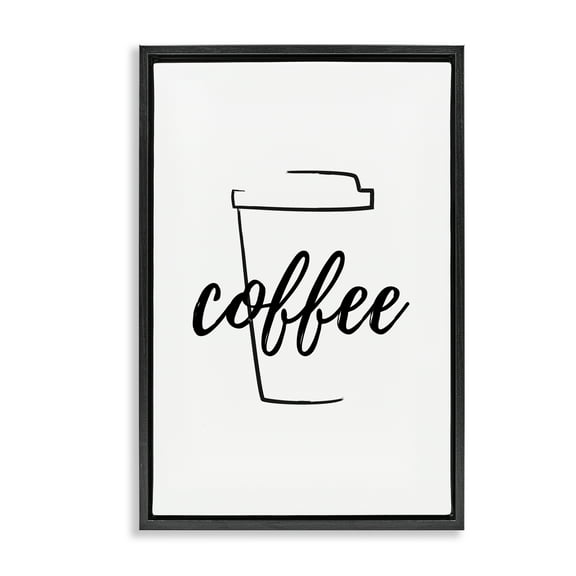 Stupell Industries Minimal Coffee Cup Food & Beverage Painting Black Floater Framed Art Print Wall Art, 17 x 25
