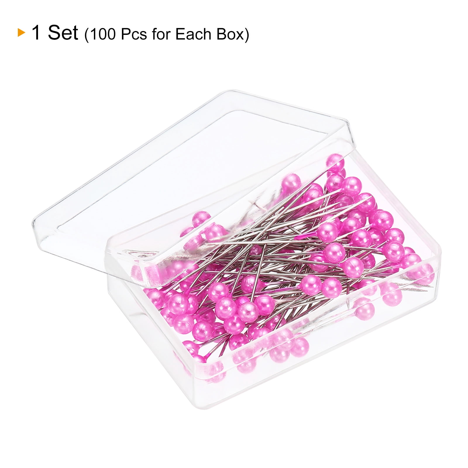 Unique Bargains Pearlized Sewing Pins Set Stainless Steel Ball Head Needle Pink 1 Set