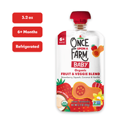Once Upon a Farm Organic Refrigerated Baby Food Fruit & Veggie Blend Strawberry, Squash, Coconut & Vanilla, 3.2oz Pouch