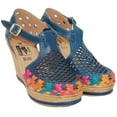 thumbnail image 3 of The Western Shops Womens Leather Mexican Huarache Sandal, Wedge Platform Sandals, 3 of 5