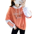 thumbnail image 3 of Sudadera con capucha para mujer, manga larga, parte superior delgada, suelta, patchwork, suéter con capucha, naranja, M Monstrate AP001297-05B, 3 of 7