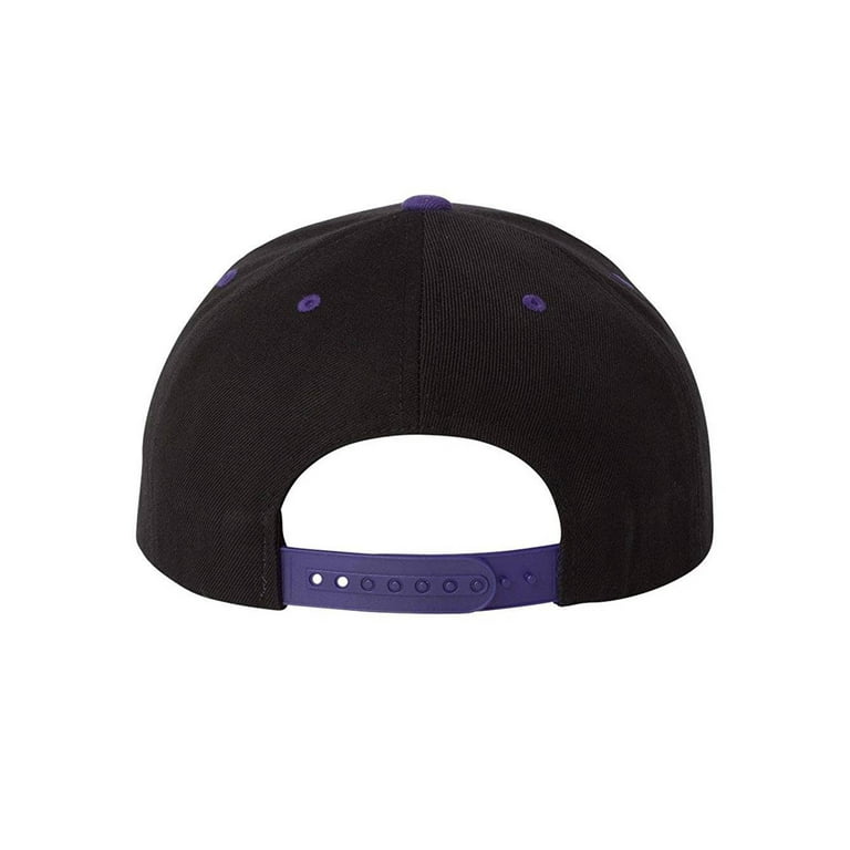 Snapback Style Yupoong Classic Cap, 2-Tone Black/Purple 6-Panel