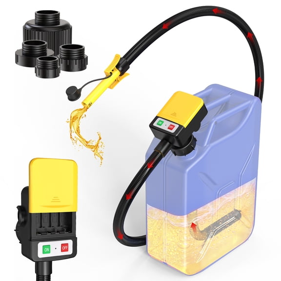 Taskstar Automatic Fuel Transfer Pump, Auto-Stop, 51'' Hose, 3.2 GPM, Battery Powered, 4 Adapters