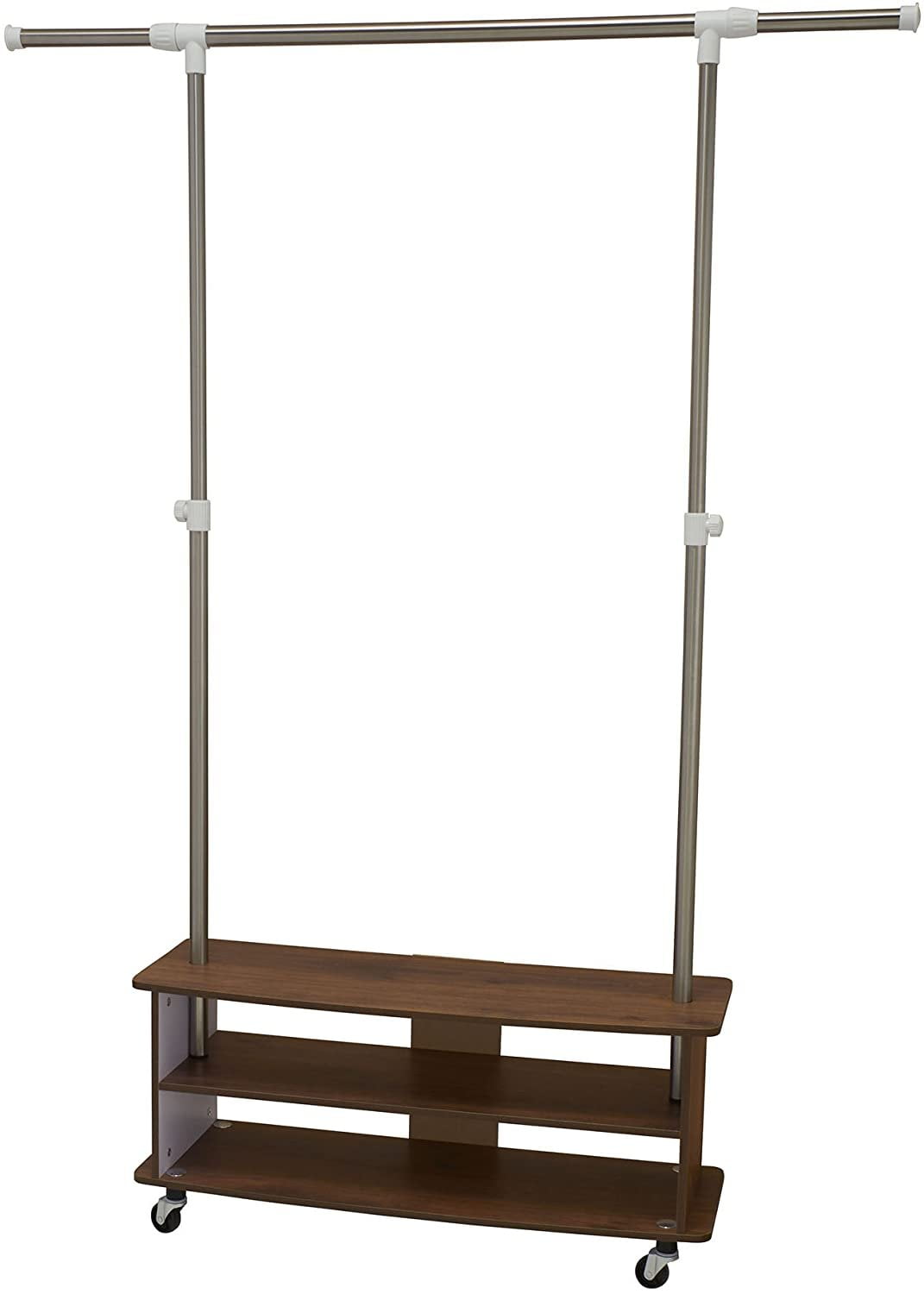 room essentials expandable shoe rack on Household Essentials Rolling Garmant Rack With Storage Shelves Walnut Walmart Com Walmart Com