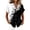Black, variant on Button Up Shirts for Women Short Sleeve Round Neck Tee Floral Print Curved Hem Top Fashion Loose Summer Spring Shirts with Pocket,Navy(L)
