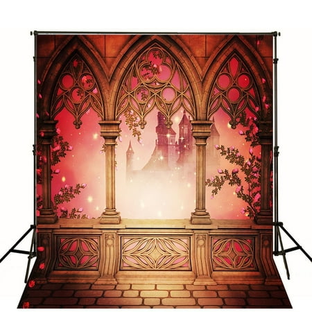 Image of 5x7ft Red Window of Castle Photography Backdrop Cute Photo Studio Background