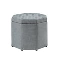 thumbnail image 2 of Brodric Light Grey Linen Storage Ottoman - Upholstered, Tufted, Octagon, 2 of 9