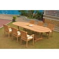 thumbnail image 4 of Grade-A Teak Dining Set: 6 Seater 7 Pc: 118" Double Extension Mas Oval Trestle Leg Table And 6 Leveb Stacking Arm Chairs WholesaleTeak #WMDSWVm, 4 of 5
