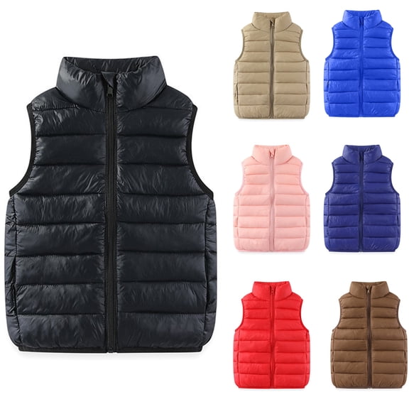 Puffer Vest for Boys Lightweight Zip Up Vest Quilted Stand Collar Warm Vest